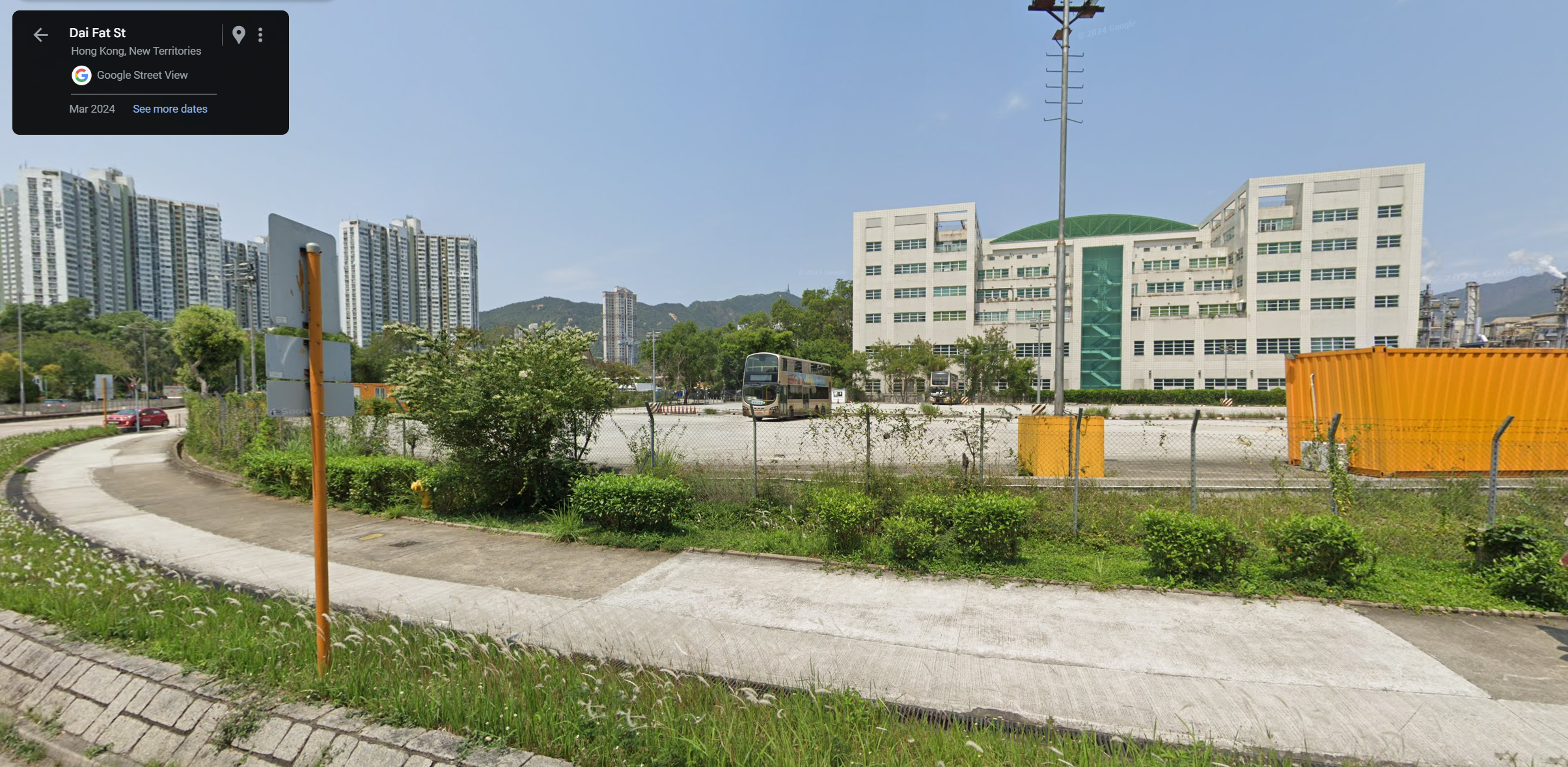 政府擬於大埔大華街2.7公頃土地提供一個11人人造草地足球暨欖球場（Google 街景截圖）