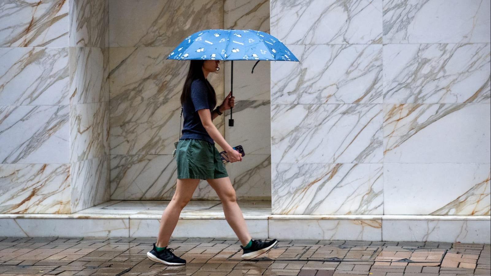 天文台指珠江口的雷雨區正逐漸靠近。(陳奕釗攝)
