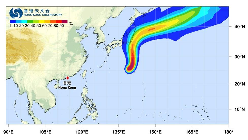 熱帶風暴安比路徑。(天文台圖片)