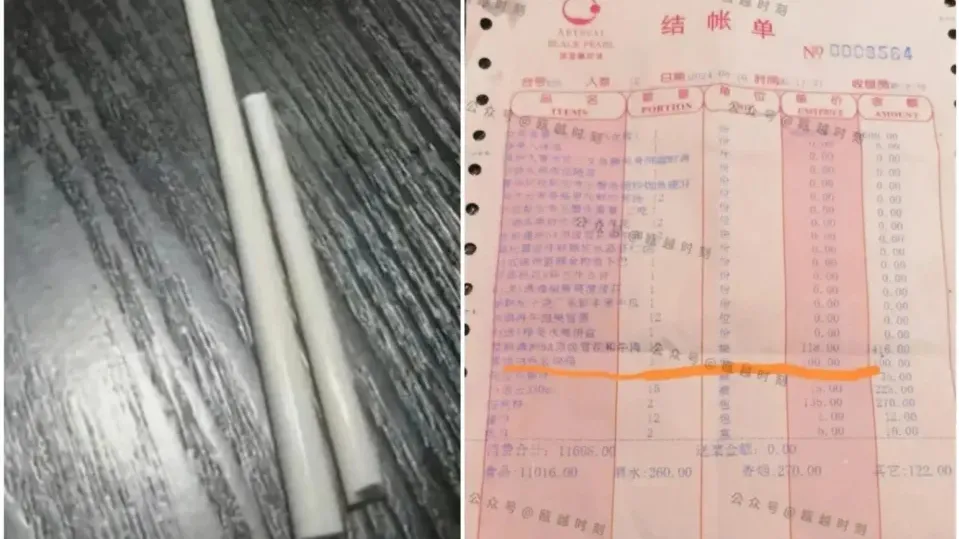 內地男摔斷一根公筷被餐廳「索賠100元」嚇呆　店家:德國進口白瓷筷