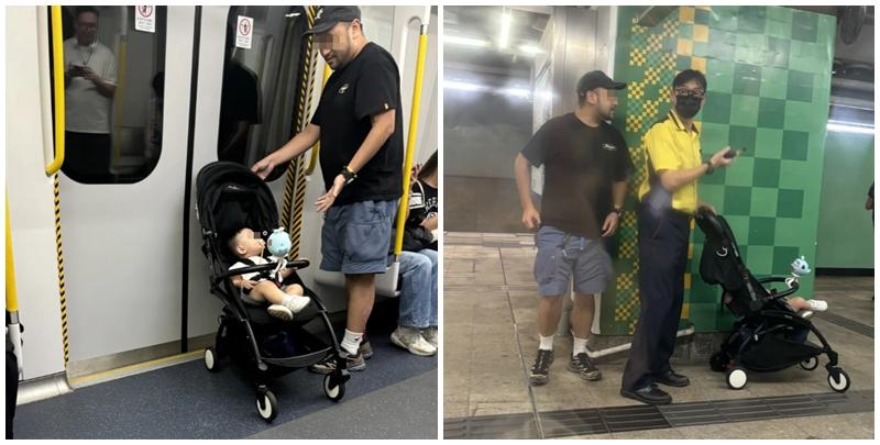 一位推着BB車的媽媽試圖衝入東鐵綫車廂，惟當時車門正關閉，最終只有BB車「抵壘」，而媽媽卻留在月台。幸遇到一位好心男乘客上前暫時幫忙照顧安撫小朋友，並在下一站下車將「活失物」交予港鐵職員看管。(小紅書)