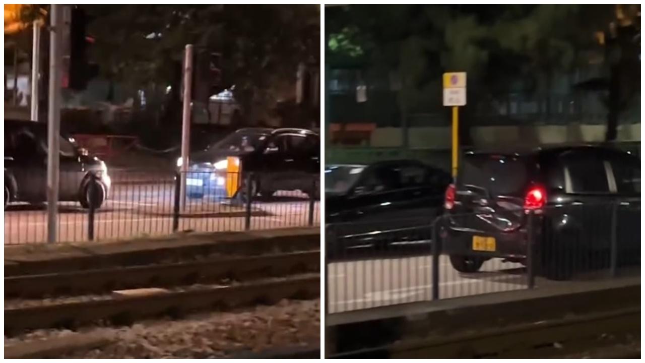 湖翠路兩車對峙2分鐘，逆線車一錯再錯再逆行。(車cam L(香港群組)@FB)