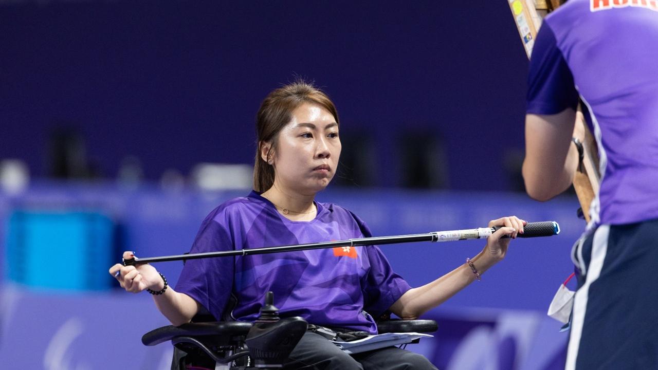 巴黎殘奧，港隊何宛淇硬地滾球女子BC3級奪金。(中國香港殘疾人奧委會)