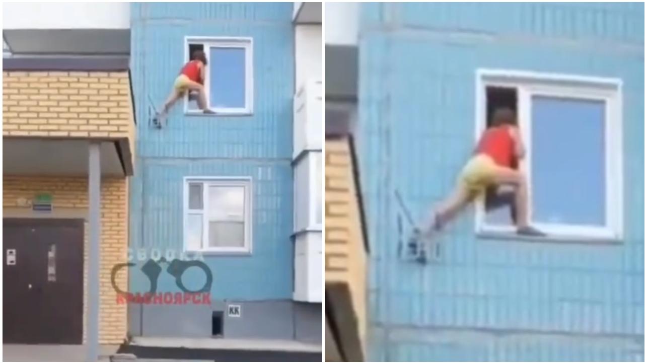 俄人妻爬窗回家捉姦，2樓失足墮樓慘死。(X)