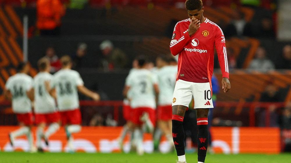 曼聯在歐霸盃僅與川迪踢平1:1。(路透社)