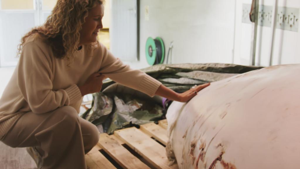 One Whale創辦人豪格在挪威獸醫研究所告別瓦爾迪米爾。(美聯社)