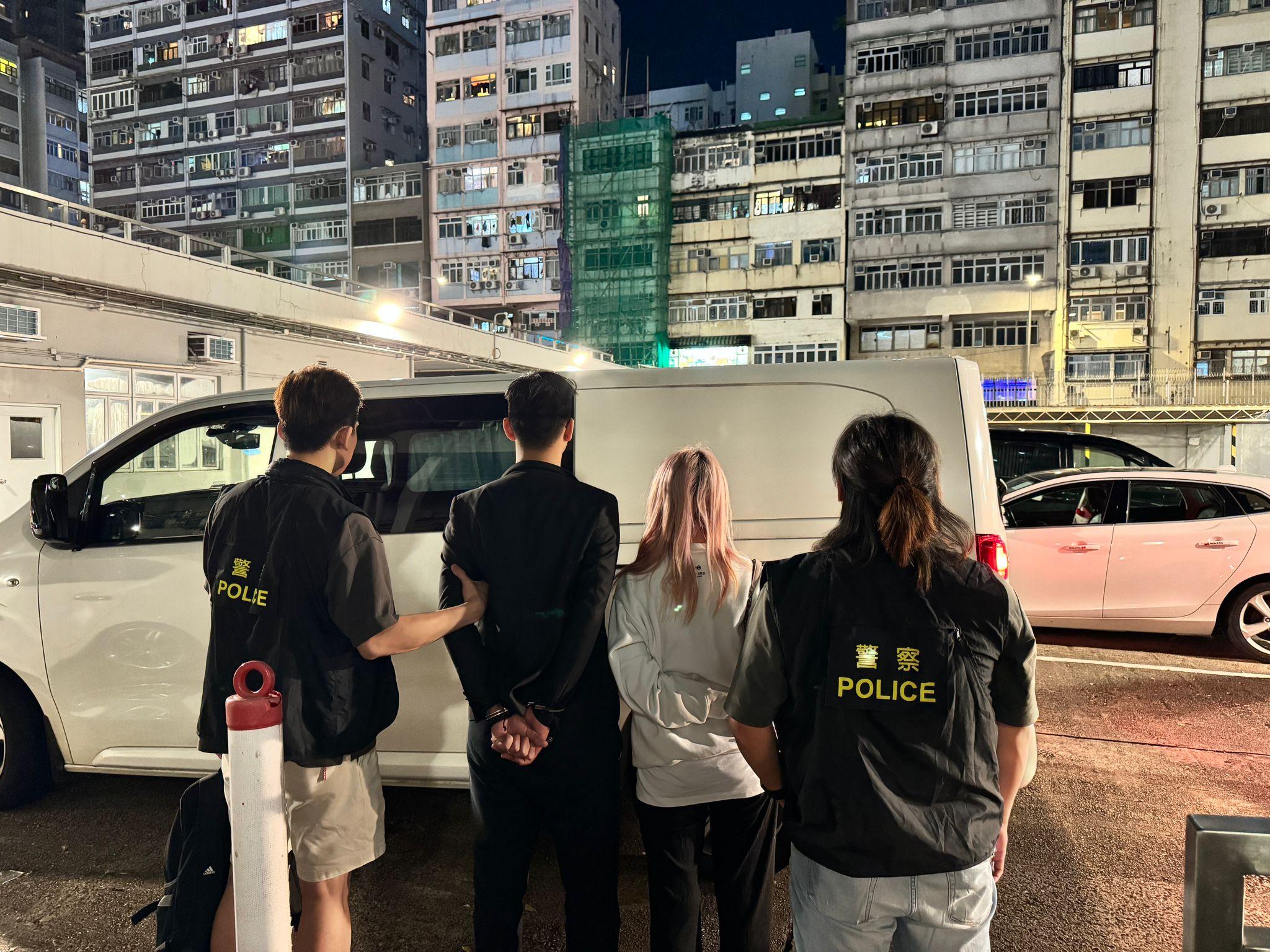 警旺角掃毒拘2男女 單位檢市值2.7萬元可卡因(警方圖片)