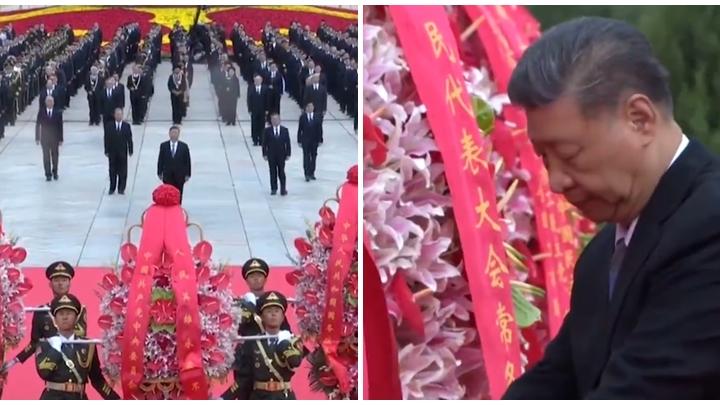 烈士紀念日儀式  習近平與黨高層獻花籃