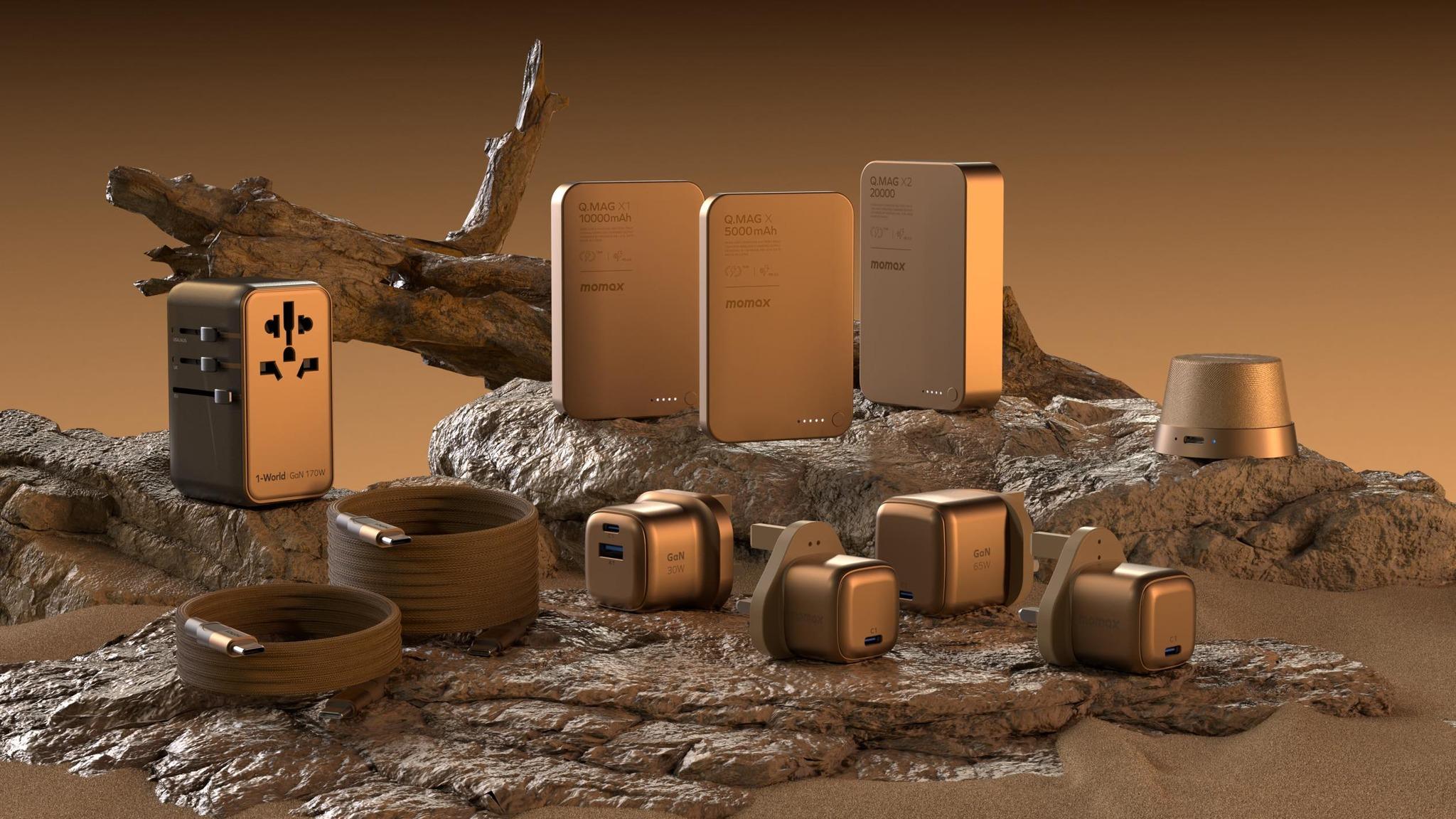 iPhone 16 Pro沙漠色鈦金屬配件　Momax襯機專用磁吸流動電源、充電線