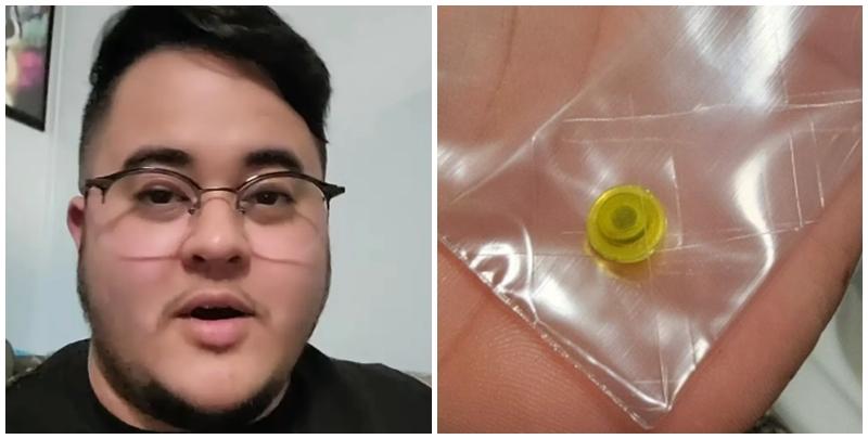 諾頓最近淋浴期間擤鼻涕，意外從鼻孔噴出一塊卡在其鼻腔長達26年的樂高Lego積木，導致困擾多年的鼻塞問題終於解決。(影片截圖)