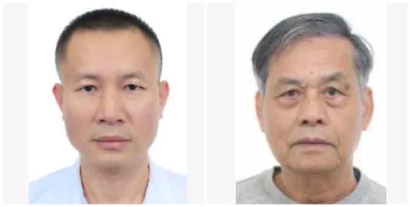 42歲的劉楚宏(左)被懸賞20萬人民幣，他被指是該犯罪集團的「首要分子」；另一名港人馮家均(右)被懸賞10萬人民幣。