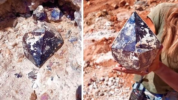 女珠寶商在西澳礦區意外掘出巨大紫水晶，重達4公斤。(互聯網)