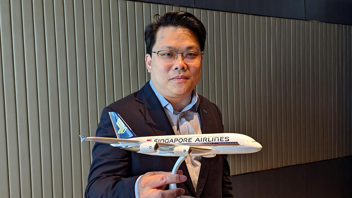 楊志耀表示，新加坡航空來往香港及新加坡的航線客量已大致回復疫前。(羅庸軒攝)