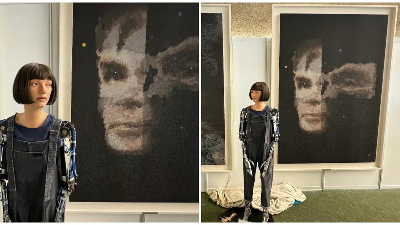 AI人形機械人畫作首拍賣，料金額可達150萬。(X)