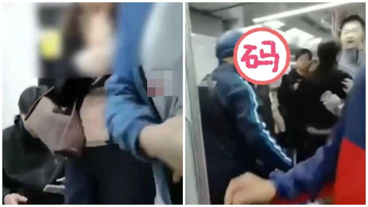 江蘇惡伯拉扯孕婦逼讓座，乘客睇唔過眼紛紛出手。(微博)