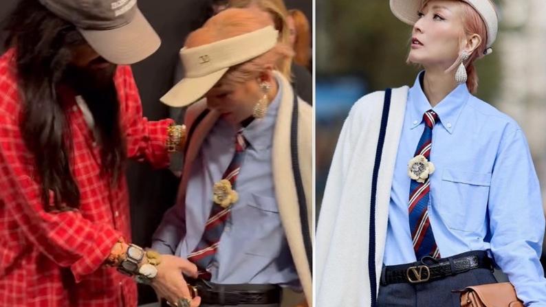 鄭秀文赴巴黎睇騷 遇華倫天奴設計師突襲