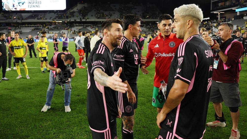 美斯與蘇亞雷斯建功，國際邁亞密擊敗哥倫布機員，鎖定常規賽冠軍。(路透社)