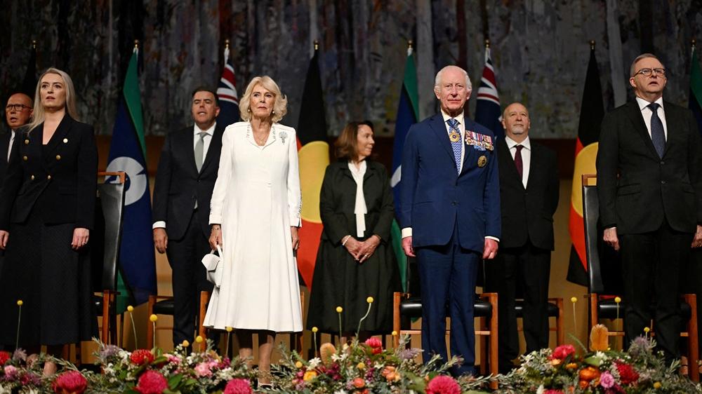 英王查理斯三世與王后卡米拉到訪澳洲國會。(路透社)