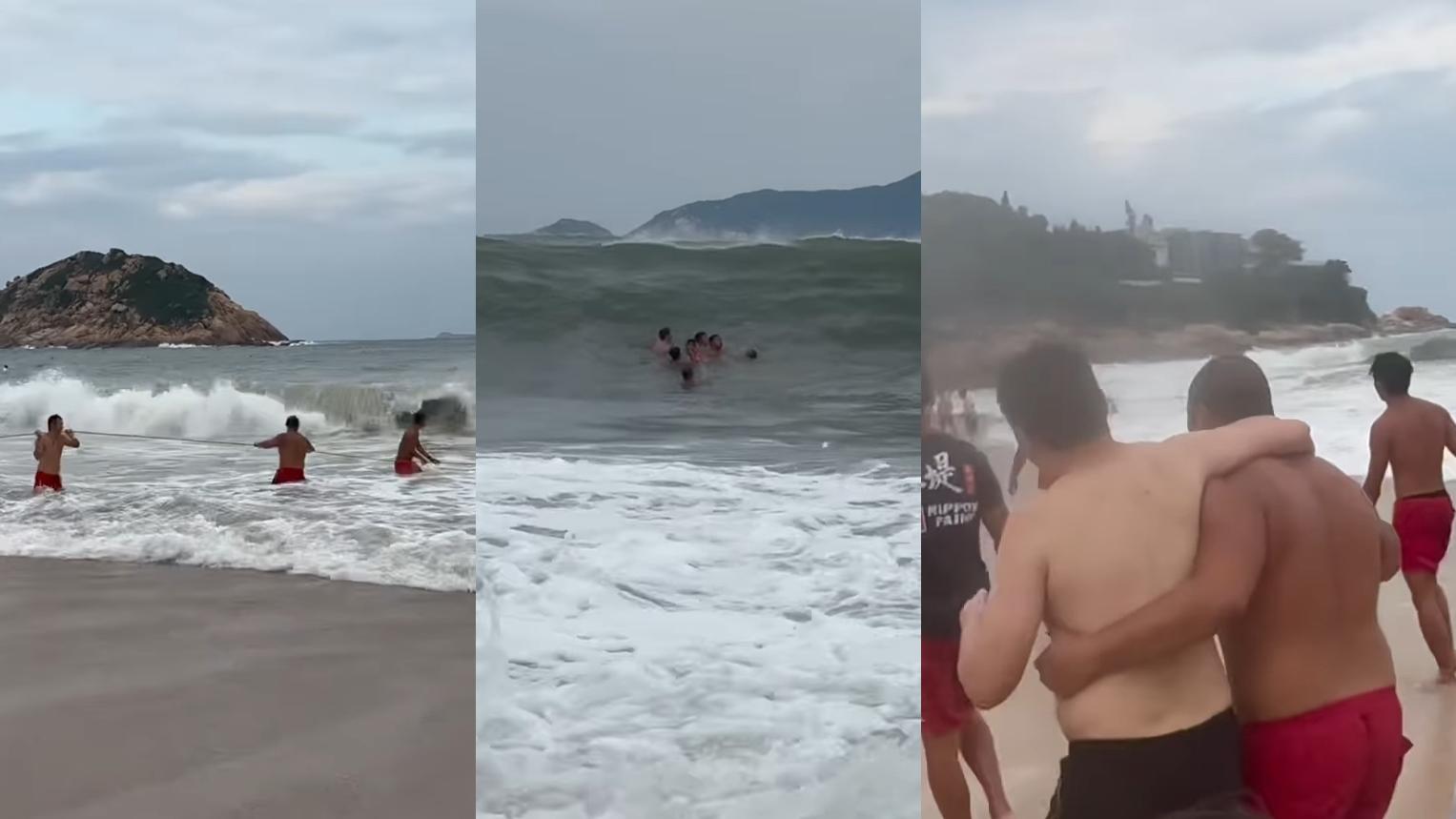有片│石澳男子被巨浪捲走 大批救生員合力救人片段曝光