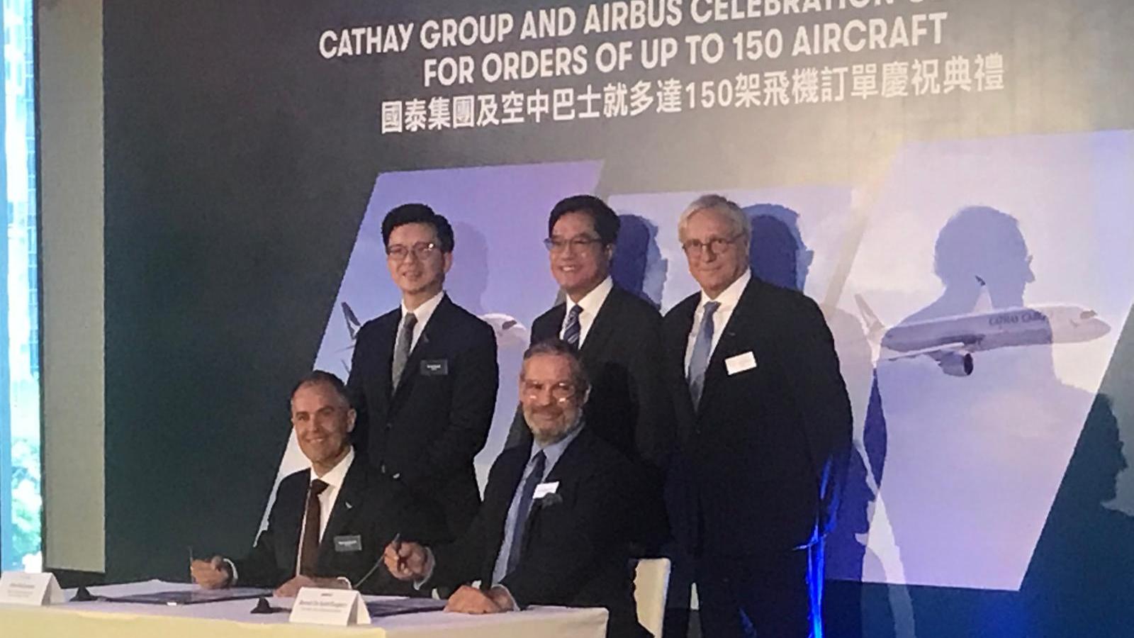 國泰向空中巴士訂150架新飛機。(陳家莉攝)