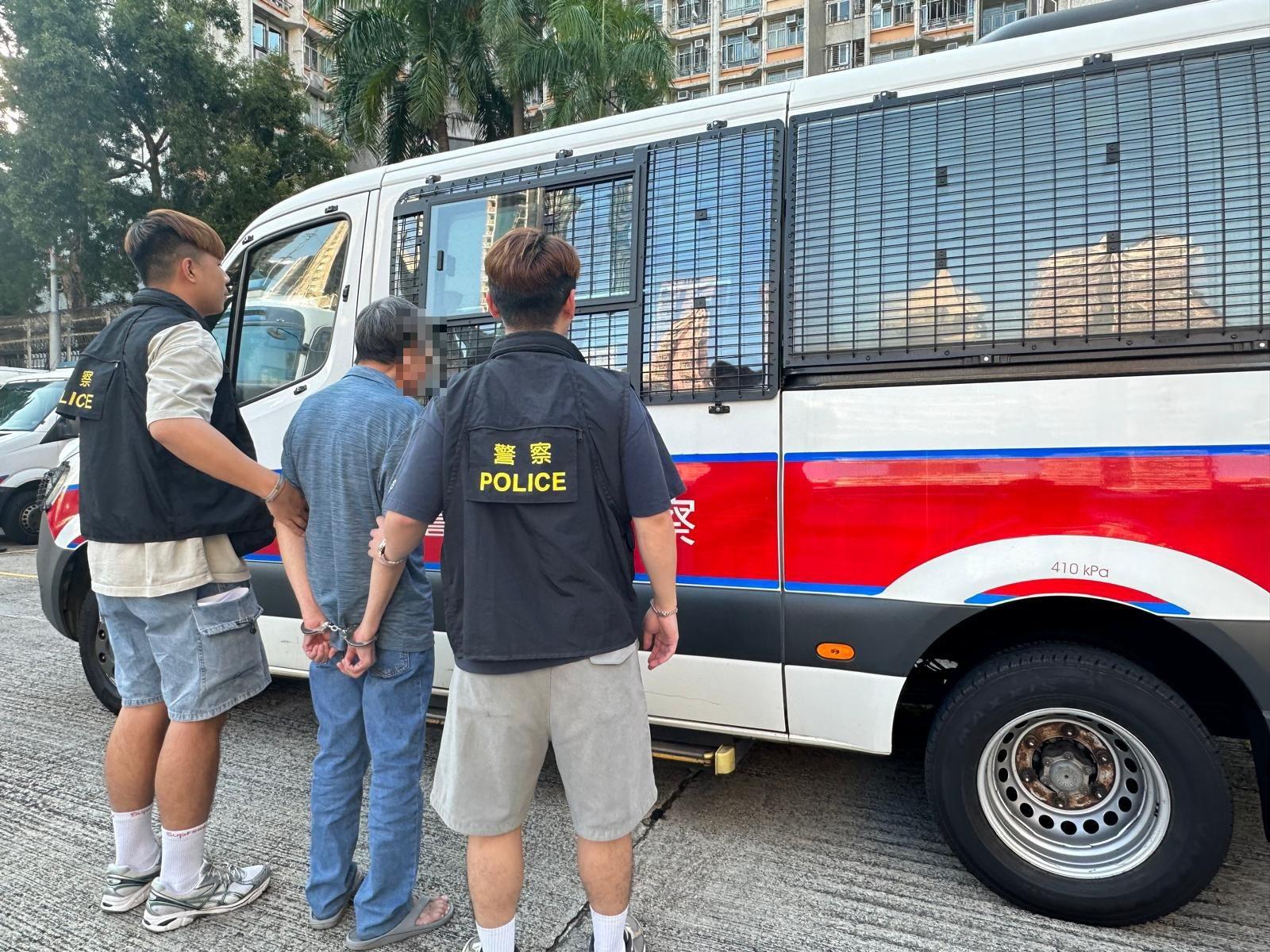 警方南昌街檢60克海洛英 拘72歲本男子 (警方圖片)