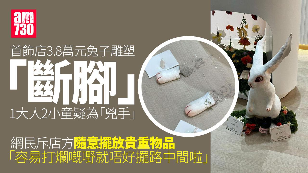 網上熱話｜尖沙咀首飾店3萬8兔子雕塑 疑被小孩整斷腳 天線得得B事件翻版？(有片)