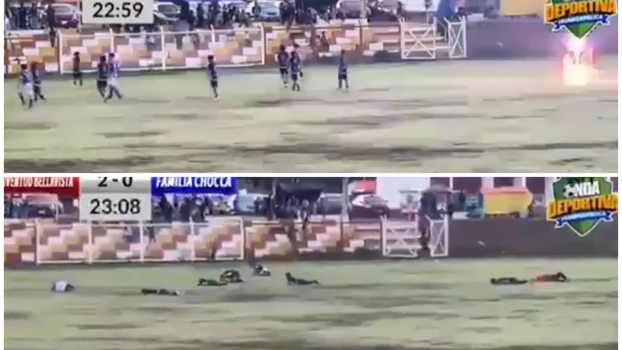 秘魯足球賽遭恐怖雷擊，8球員同時倒地釀1死7傷。(X)