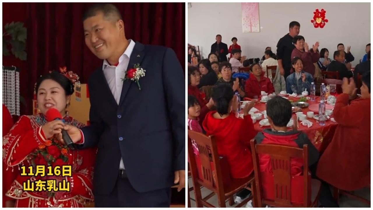 婚宴唔搞排場拒煽情，山東新娘揚言10分鐘內開席獲激讚。(微博)