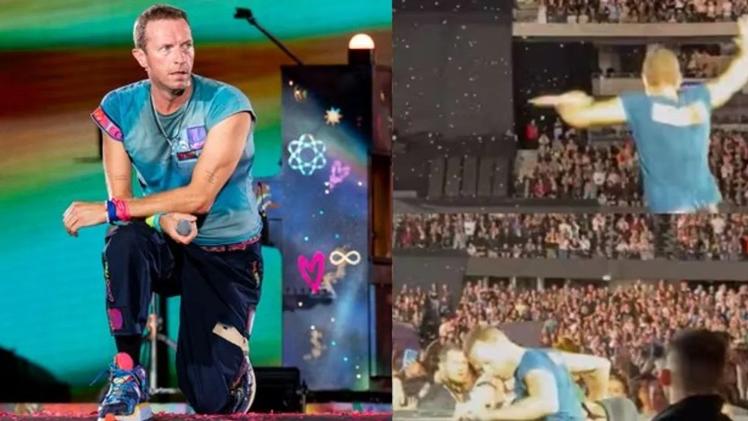 Coldplay主音Chris Martin開騷失足跌落機關(有片)