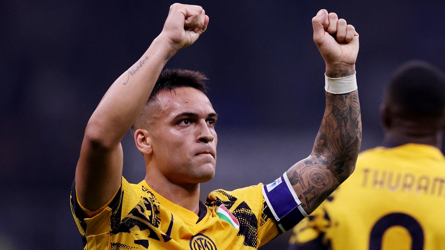 拿達路馬天尼斯一箭定江山，為國際米蘭擊敗威尼斯。(路透社)