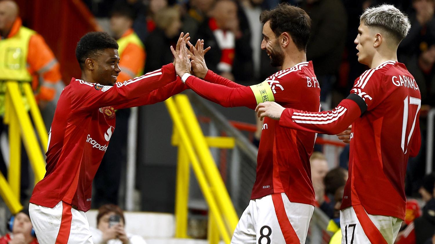 阿密特迪亞路梅開二度，令曼聯在今季歐霸盃取得首場勝利。(路透社)