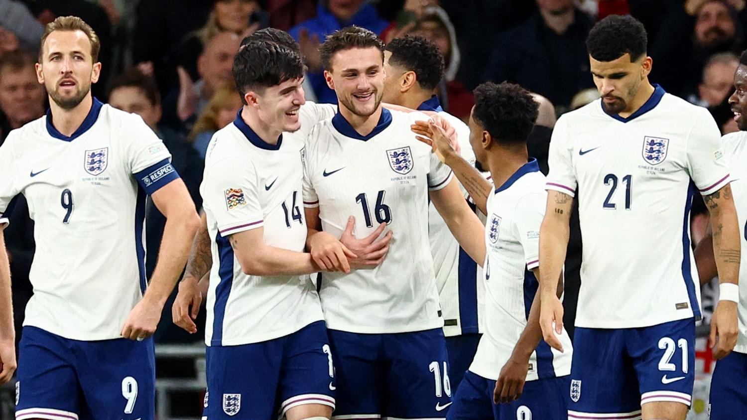 英格蘭在歐國聯B組聯賽5:0擊敗愛爾蘭。(路透社)