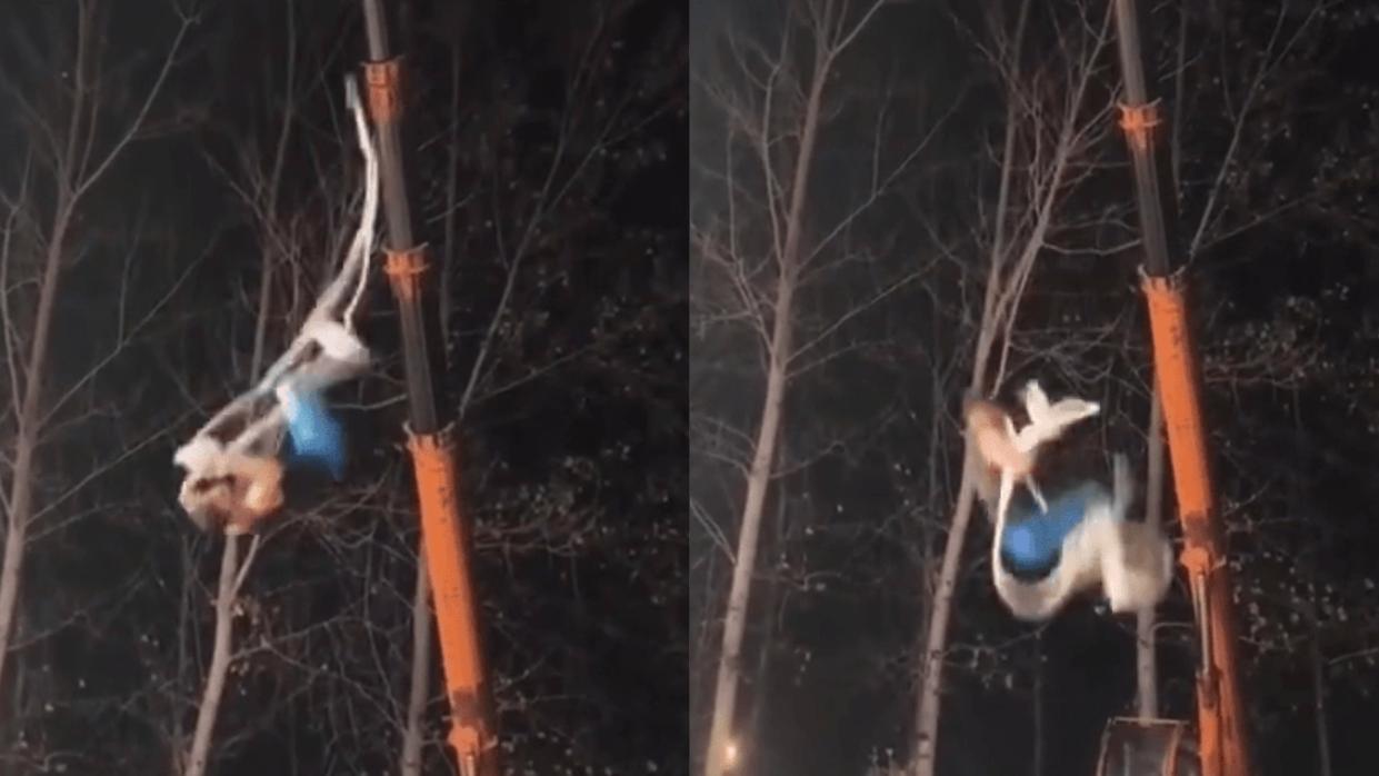 河南雜技員因吊繩斷裂高空墜地 多處骨折大難不死（有片）