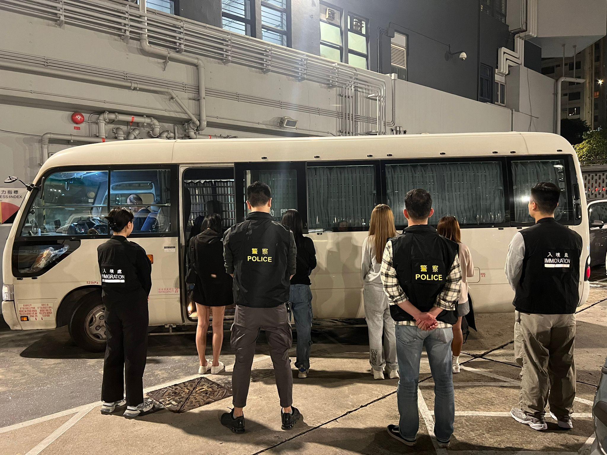 警方入境處九龍城及紅磡反黑工 拘8內地及外籍男女(警方圖片)