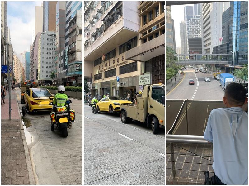 灣仔交通日發出574張定額罰款通知書，並拖走一部私家車。(警方圖片)
