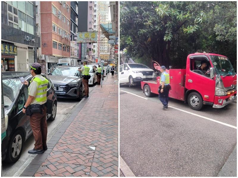 警油尖黑點打擊違泊 發1080「牛肉乾」拘5人(警方圖片)