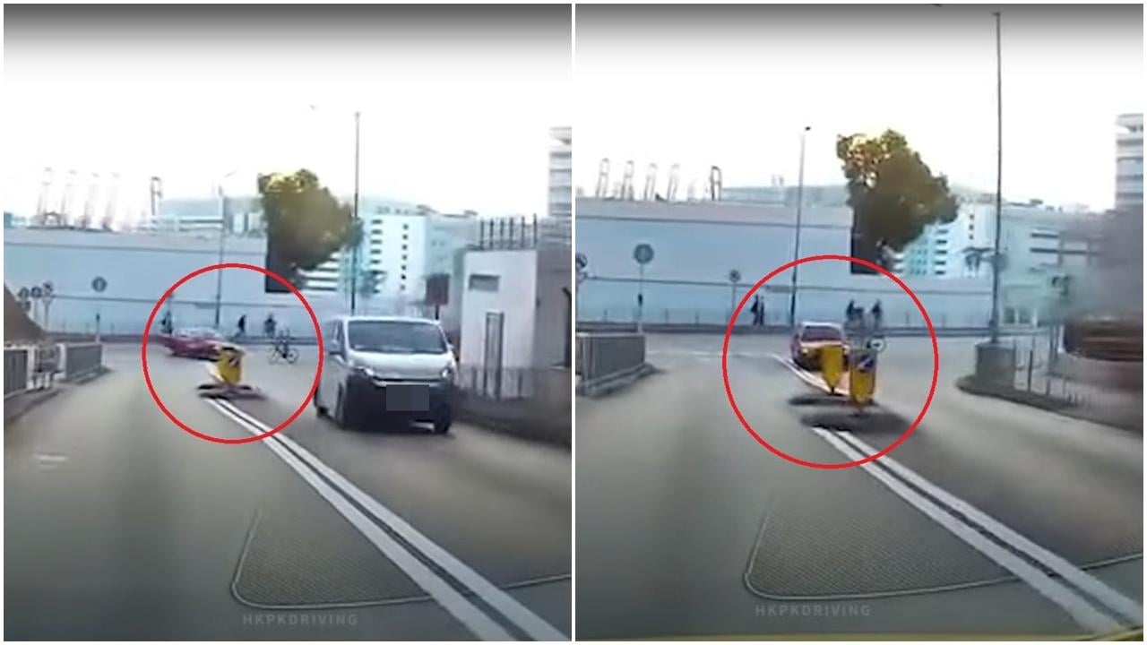 車Cam直擊｜單車友荔景山路攔腰撞的士