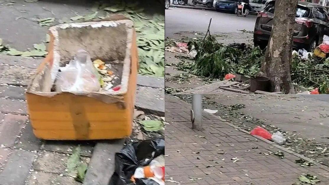 廣西南寧街頭滿是垃圾如「颱風過境」只因清潔工集體罷工。