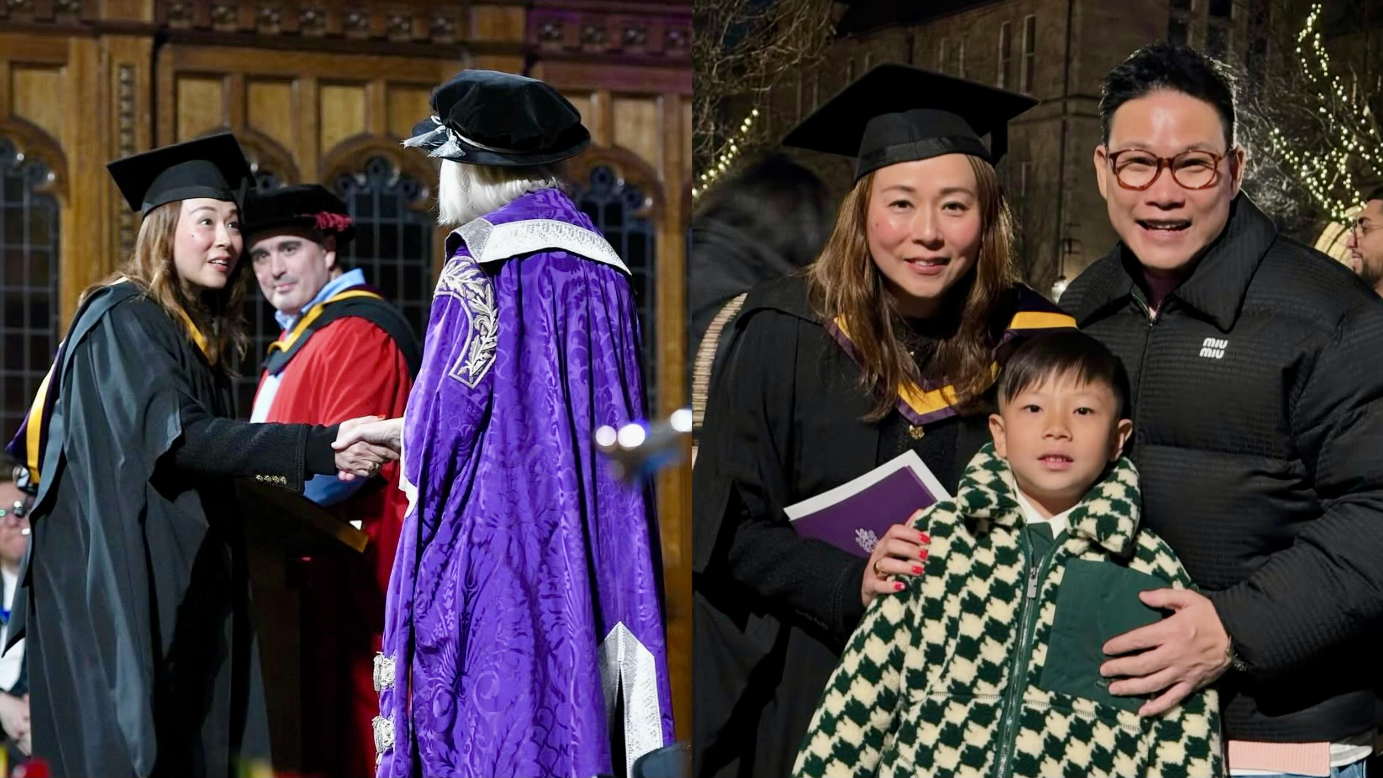 蘇永康一家飛英國賀老婆MBA畢業 敬佩老婆毅力驚人