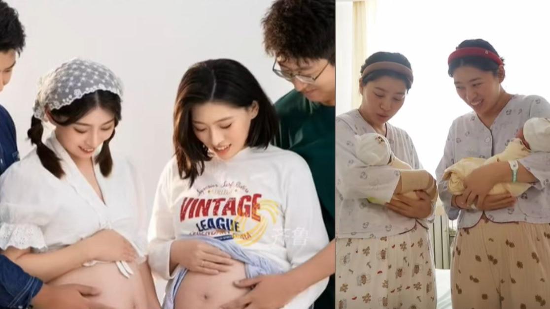 雙胞胎姊妹花同步懷孕生子　網民：好有緣