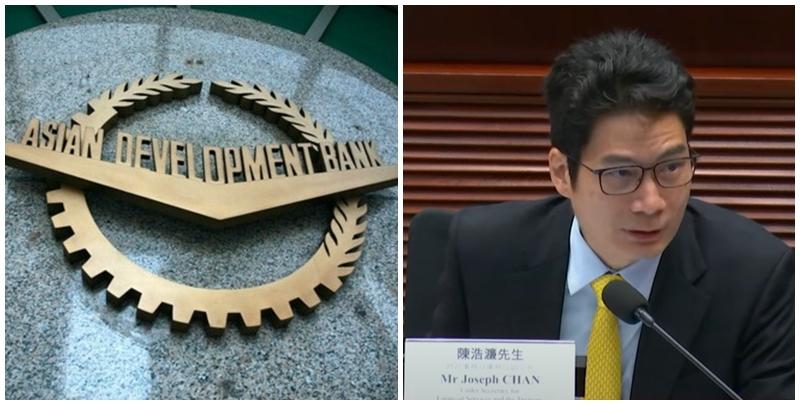 財經事務及庫務局副局長陳浩濂表示，建議香港政府繼續履行國際義務，向亞洲開發銀行旗下的亞洲開發基金按分擔比例進行捐款，捐款總額為1,820萬美元（約1.42億港元），攤分11年作捐款 (資料圖片/影片截圖)