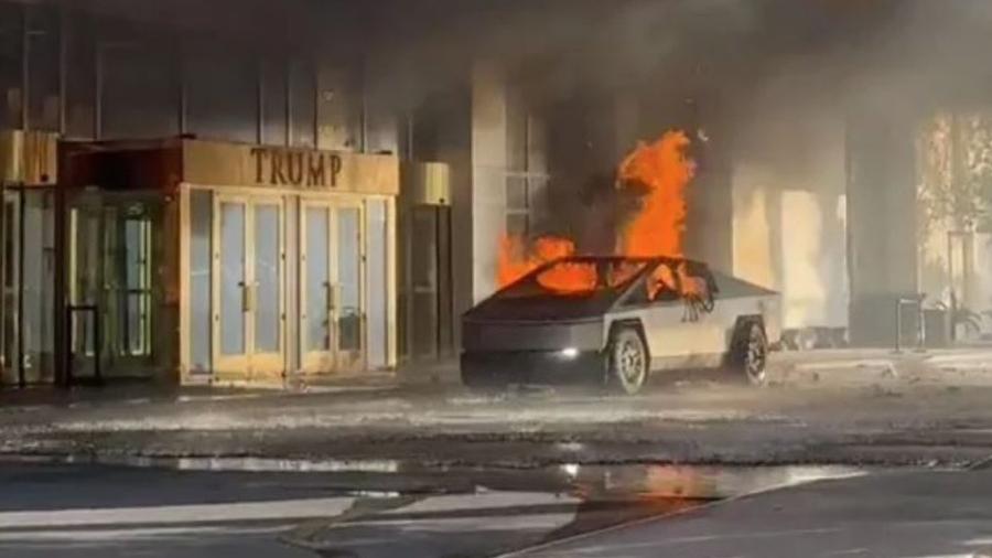 Tesla Cybertruck特朗普大廈外爆炸釀1死，馬斯克：後車箱有煙花或炸彈。(X)