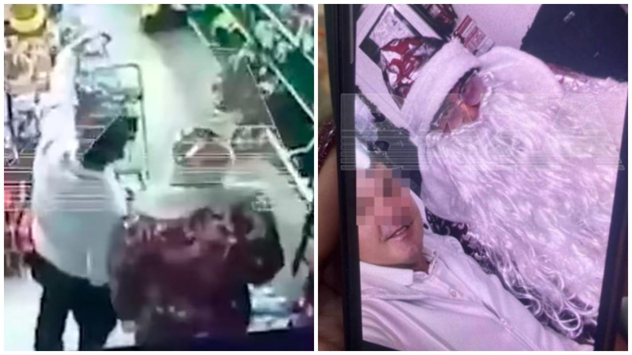 商店老闆開心與「聖誕老人」合照，下秒遭被對方開槍射殺。(X)