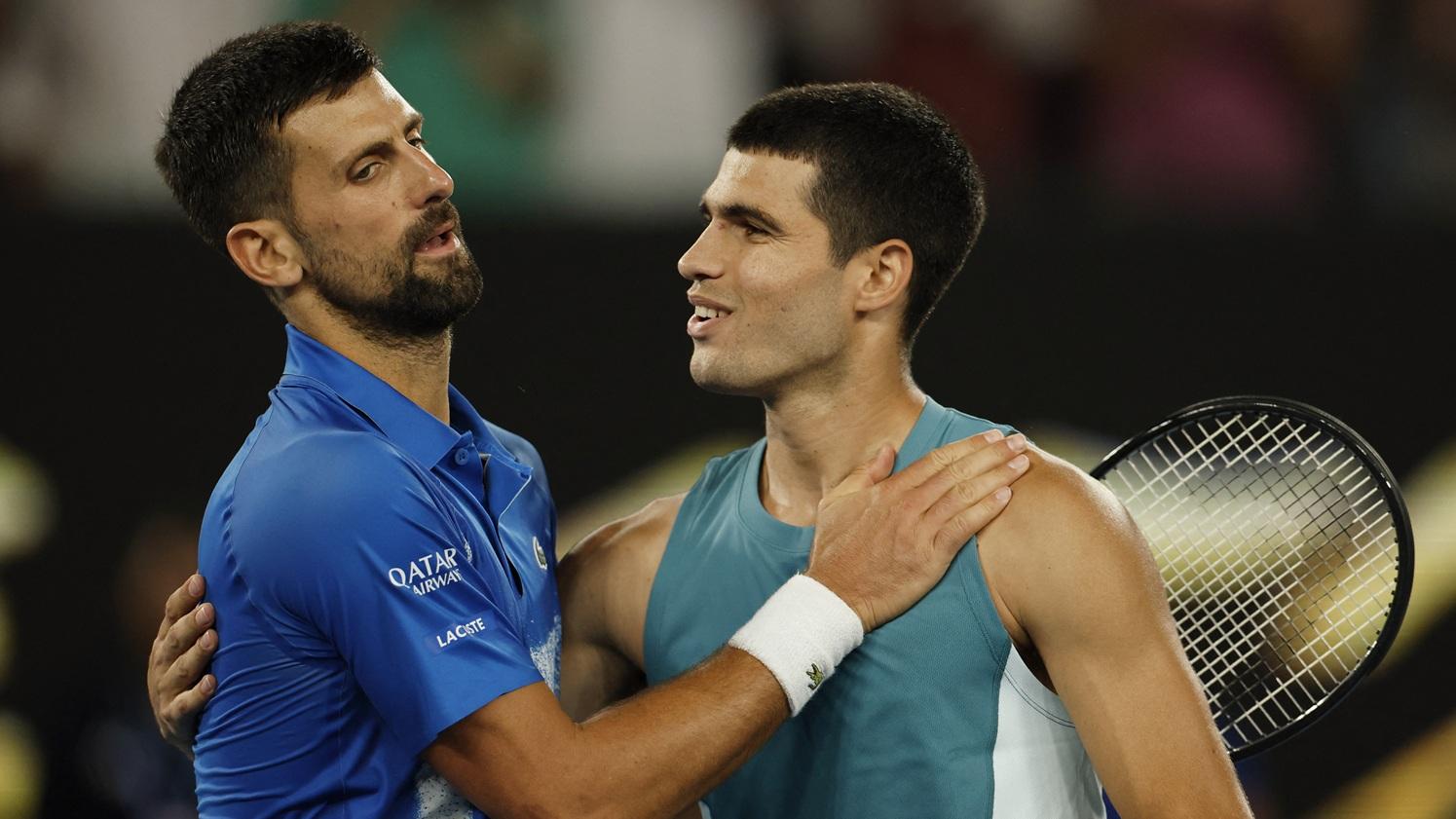 祖高域在澳網八強擊敗艾卡拉斯。(路透社)