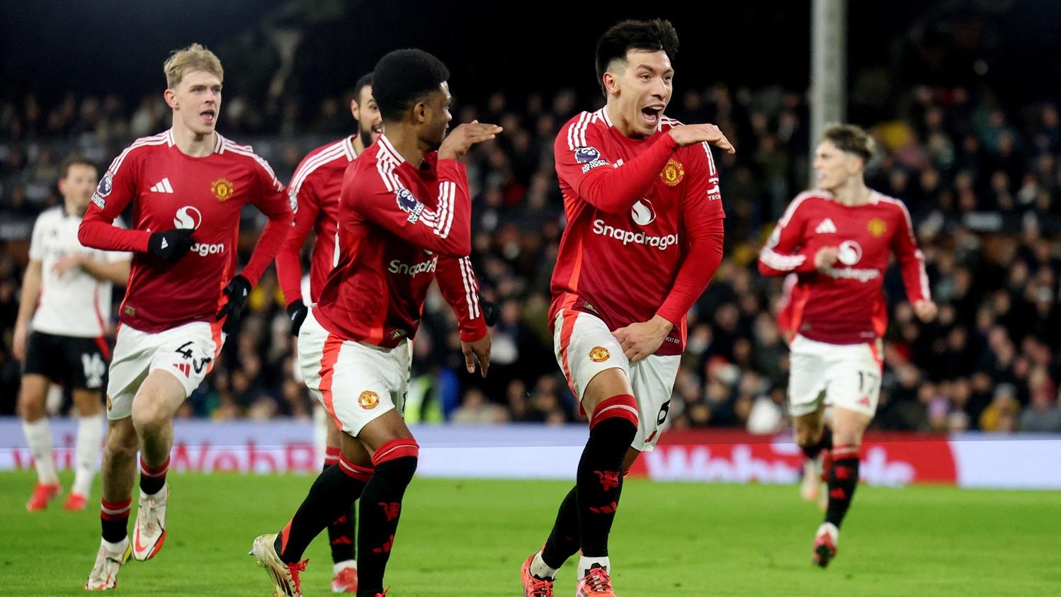 利辛度馬天尼斯為曼聯攻入致勝一球。(路透社)