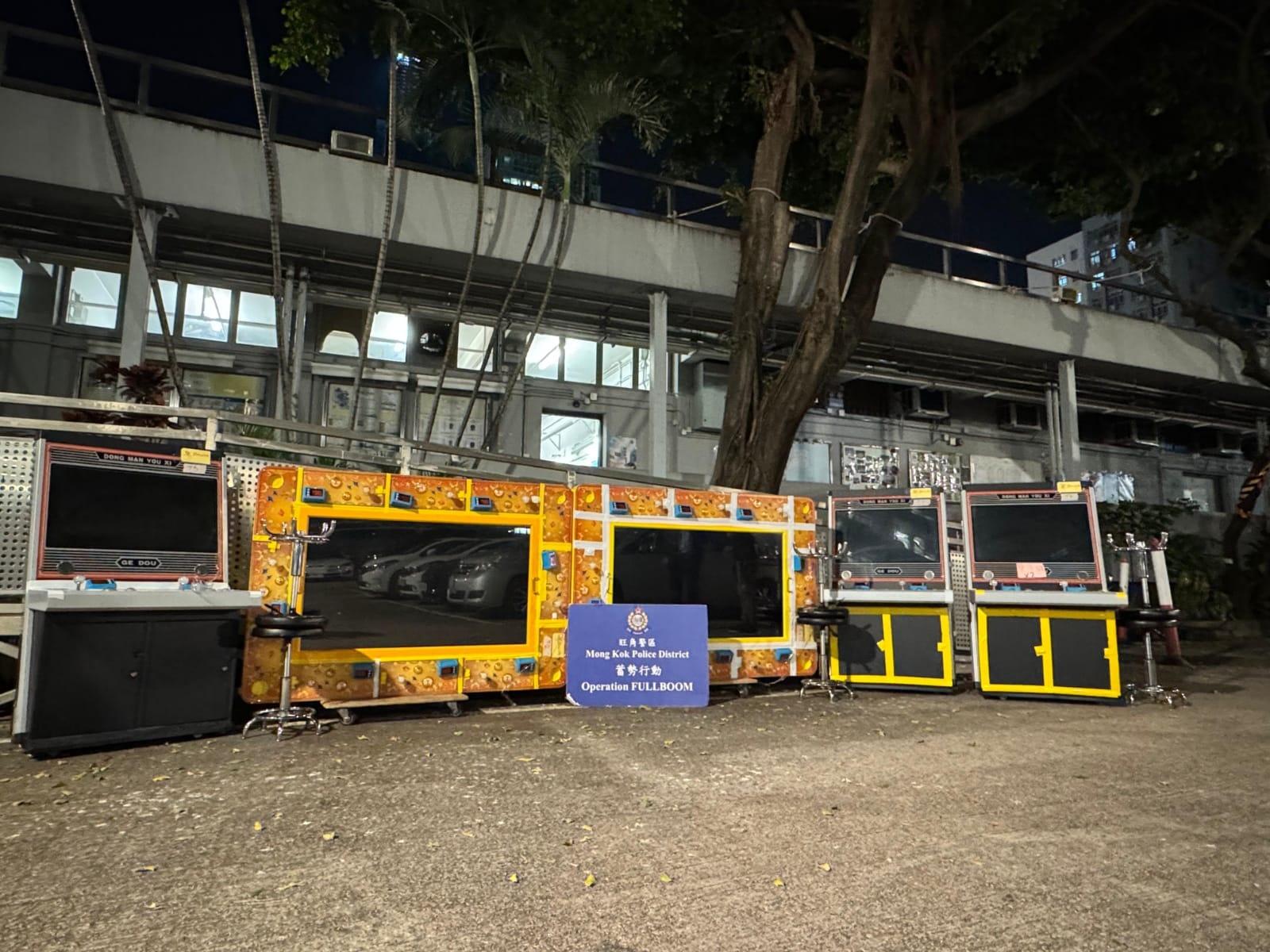 警方展開代號「蓄勢」行動，搗破一個非法釣魚機賭場。(警方圖片)