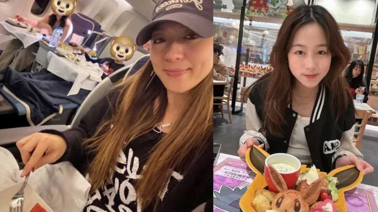 姚嘉妮帶子女乘商務艙外遊　甜美愛女眼大臉尖被讚是潛力新星