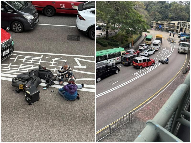 清水灣道的士電單車相撞　鐵騎士腳傷送院治理 (馬路的事(即時交通資訊台)Facebook)