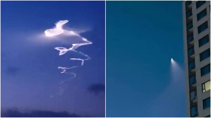 寧夏銀川UFO現身留蜿蜒軌跡　網民笑言提早賀蛇年