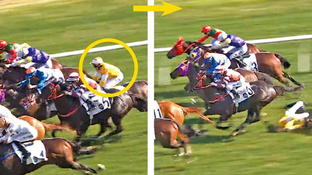 何澤堯策騎「鋁神」失蹄致墮馬。